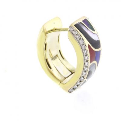  Asch Grossbardt Asch Grossbardt Gemstone and Diamond Hoop Earrings