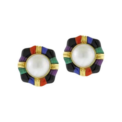  Asch Grossbardt Asch Grossbardt Mabe Pearl and Gemstone Earrings