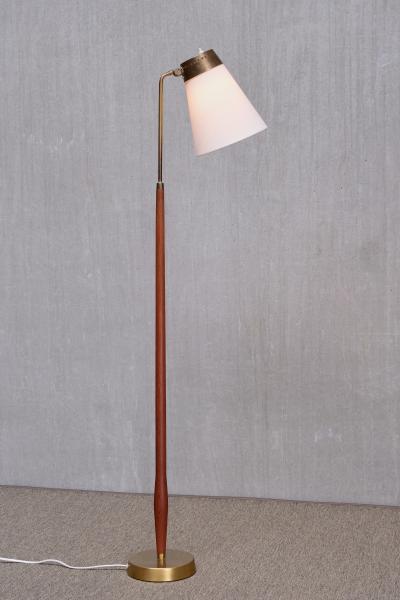  Asea ASEA Belysning Teak and Brass Floor Lamp with Adjustable Shade Sweden 1950s
