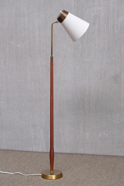  Asea ASEA Belysning Teak and Brass Floor Lamp with Adjustable Shade Sweden 1950s
