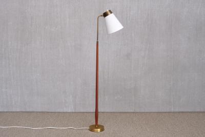  Asea ASEA Belysning Teak and Brass Floor Lamp with Adjustable Shade Sweden 1950s