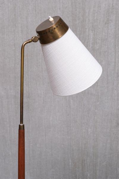  Asea ASEA Belysning Teak and Brass Floor Lamp with Adjustable Shade Sweden 1950s