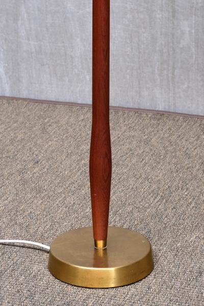  Asea ASEA Belysning Teak and Brass Floor Lamp with Adjustable Shade Sweden 1950s