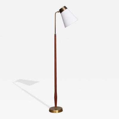  Asea ASEA Belysning Teak and Brass Floor Lamp with Adjustable Shade Sweden 1950s