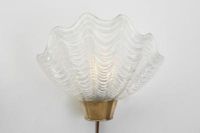  Asea ASEA Skandia Coquille Brass and Glass Wall Lamps Sweden 1940s