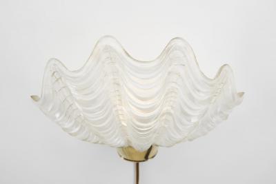  Asea ASEA Skandia Coquille Brass and Glass Wall Lamps Sweden 1940s