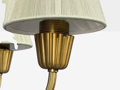  Asea ASEA Swedish Modern Chandelier Brass Elm Fabric Sweden 1947
