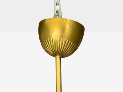  Asea ASEA Swedish Modern Chandelier Brass Elm Fabric Sweden 1947