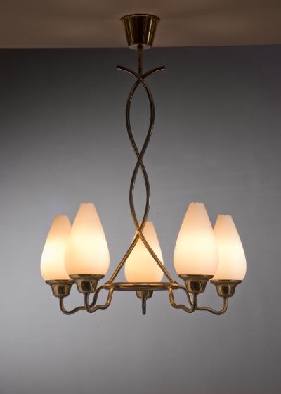  Asea ASEA brass and opaline glass chandelier