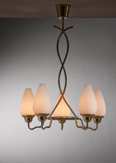  Asea ASEA brass and opaline glass chandelier