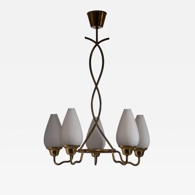  Asea ASEA brass and opaline glass chandelier