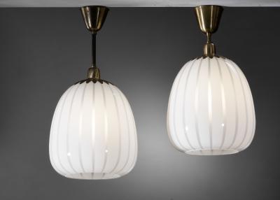  Asea ASEA pair of glass and brass pendants