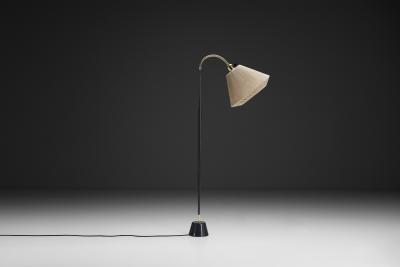  Asea Black Lacquered Metal Floor Lamp by ASEA Sweden 1950s