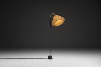  Asea Black Lacquered Metal Floor Lamp by ASEA Sweden 1950s