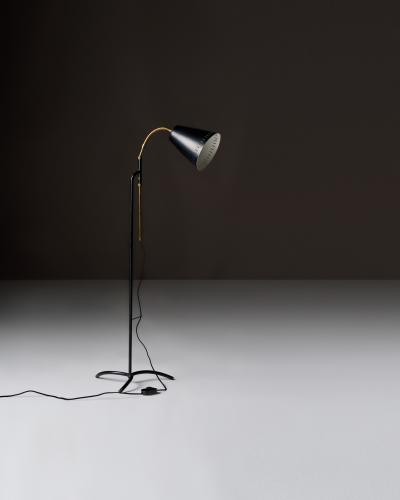  Asea Brass and Enameled Metal Adjustable Skruven Floor Lamp by Asea Sweden c 1950