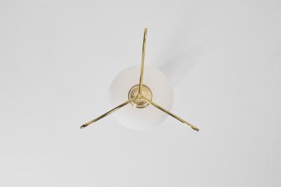  Asea Brass and Opal Glass Pendant Ceiling Lamp by ASEA Sweden 1950s