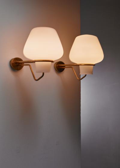 Asea Gunnar Asplund Brass and Opaline Glass Sconces