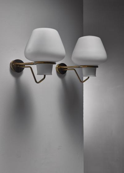  Asea Gunnar Asplund Brass and Opaline Glass Sconces