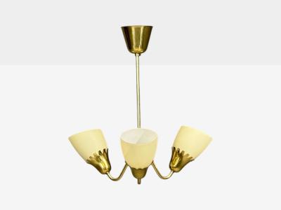  Asea Hans Bergstrom attr Pendant Light Brass Glass Sweden 1940s