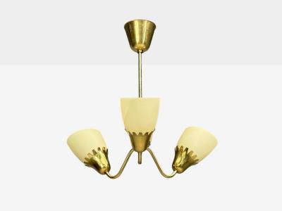  Asea Hans Bergstrom attr Pendant Light Brass Glass Sweden 1940s