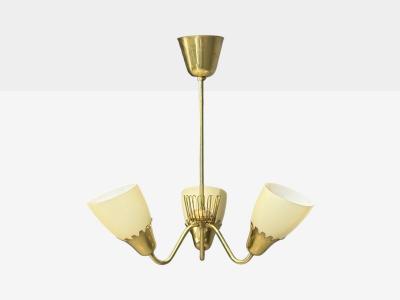  Asea Hans Bergstrom attr Pendant Light Brass Glass Sweden 1940s