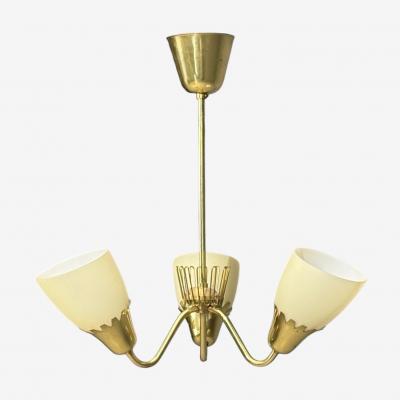  Asea Hans Bergstrom attr Pendant Light Brass Glass Sweden 1940s