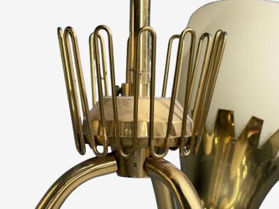  Asea Hans Bergstrom attr Pendant Light Brass Glass Sweden 1940s