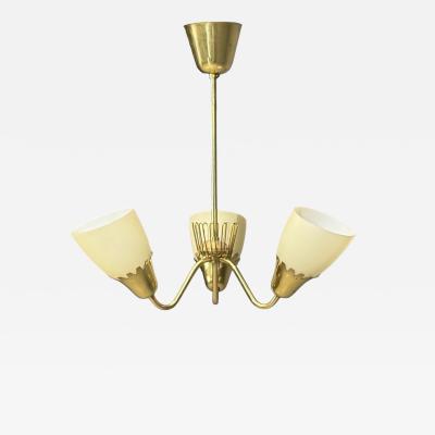  Asea Hans Bergstrom attr Pendant Light Brass Glass Sweden 1940s