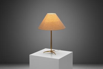  Asea Model E1342 Brass Table Lamp with Tripod Base by ASEA Sweden Mid 20th Century