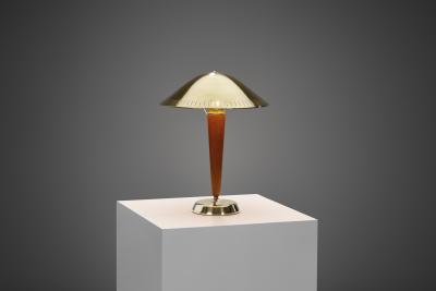  Asea Model EA1288 Brass and Wood Table Lamp for ASEA Sweden ca 1940s