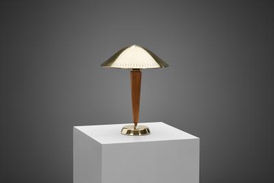  Asea Model EA1288 Brass and Wood Table Lamp for ASEA Sweden ca 1940s