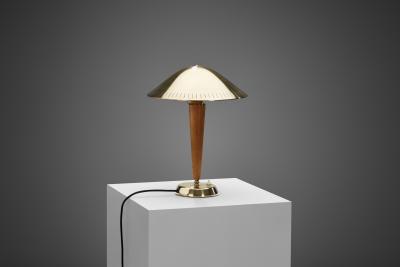  Asea Model EA1288 Brass and Wood Table Lamp for ASEA Sweden ca 1940s