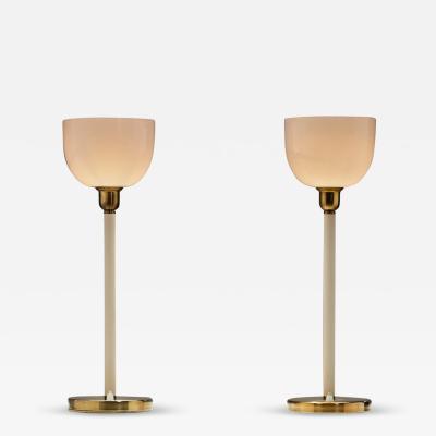  Asea Pair of Brass Table Lamps with Glass Cups for ASEA Sweden Mid 20th Century