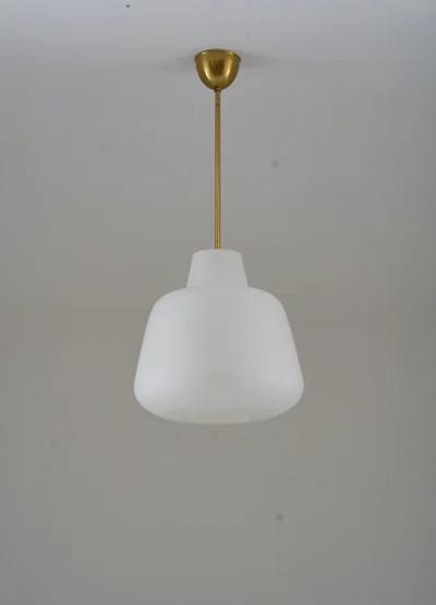  Asea Pair of Large Scandinavian Glass Pendants by ASEA Swedish Modern 1940s