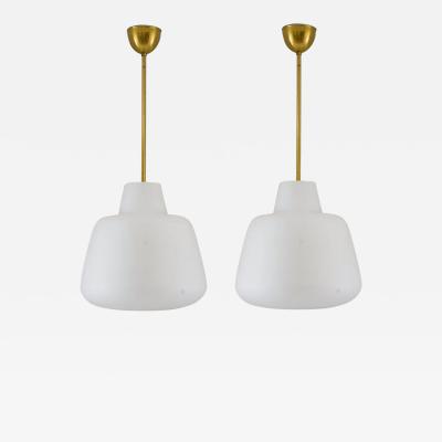  Asea Pair of Large Scandinavian Glass Pendants by ASEA Swedish Modern 1940s