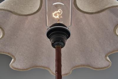  Asea Pair of Model E1247 Brass and Leather Table Lamps for ASEA Sweden Mid 20th C