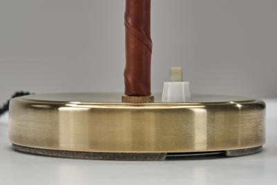  Asea Pair of Model E1247 Brass and Leather Table Lamps for ASEA Sweden Mid 20th C
