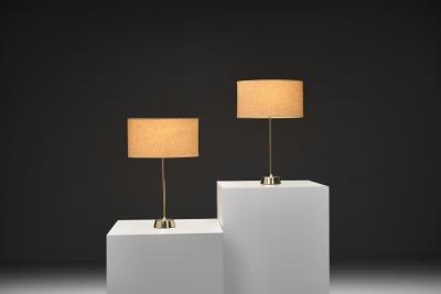  Asea Pair of Scandinavian Brass Table Lamps by ASEA Sweden 1970s