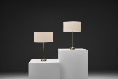  Asea Pair of Scandinavian Brass Table Lamps by ASEA Sweden 1970s