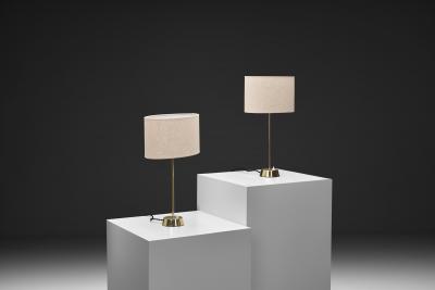  Asea Pair of Scandinavian Brass Table Lamps by ASEA Sweden 1970s