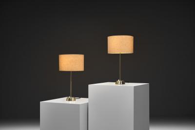  Asea Pair of Scandinavian Brass Table Lamps by ASEA Sweden 1970s