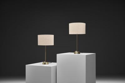  Asea Pair of Scandinavian Brass Table Lamps by ASEA Sweden 1970s
