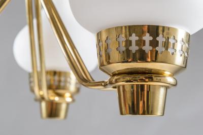  Asea Swedish Chandelier in Brass and Opaline Glass ASEA