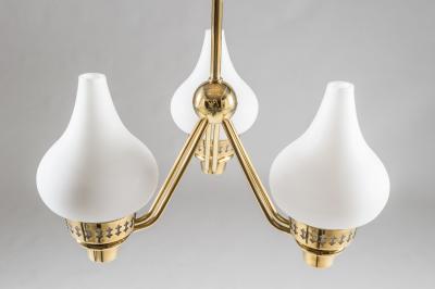 Asea Swedish Chandelier in Brass and Opaline Glass ASEA