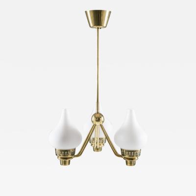  Asea Swedish Chandelier in Brass and Opaline Glass ASEA