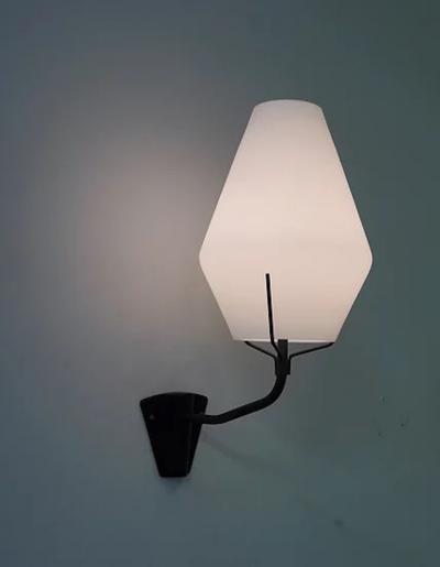  Asea Swedish Midcentury Wall Lamps in Metal and Glass by ASEA