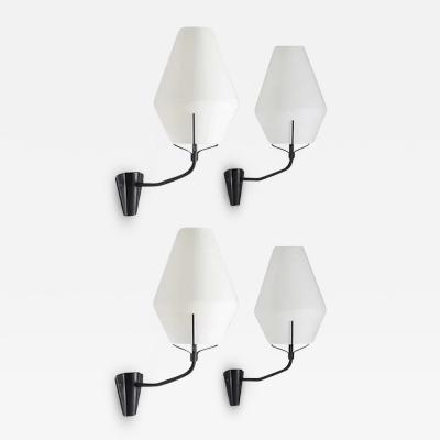  Asea Swedish Midcentury Wall Lamps in Metal and Glass by ASEA