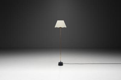  Asea Swedish Modern Brass and Cast Iron Floor Lamp for ASEA Sweden 1950s
