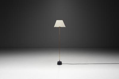  Asea Swedish Modern Brass and Cast Iron Floor Lamp for ASEA Sweden 1950s