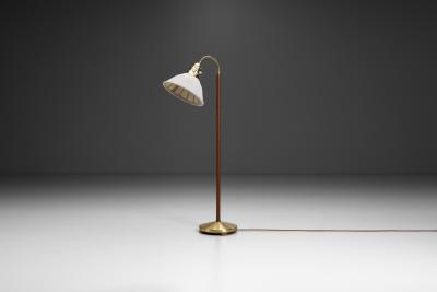  Asea Swedish Modern Leather and Brass Floor Lamp by ASEA Sweden 1950s